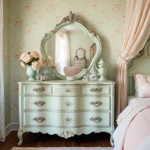 Vintage-Inspired Dresser with Floral Details