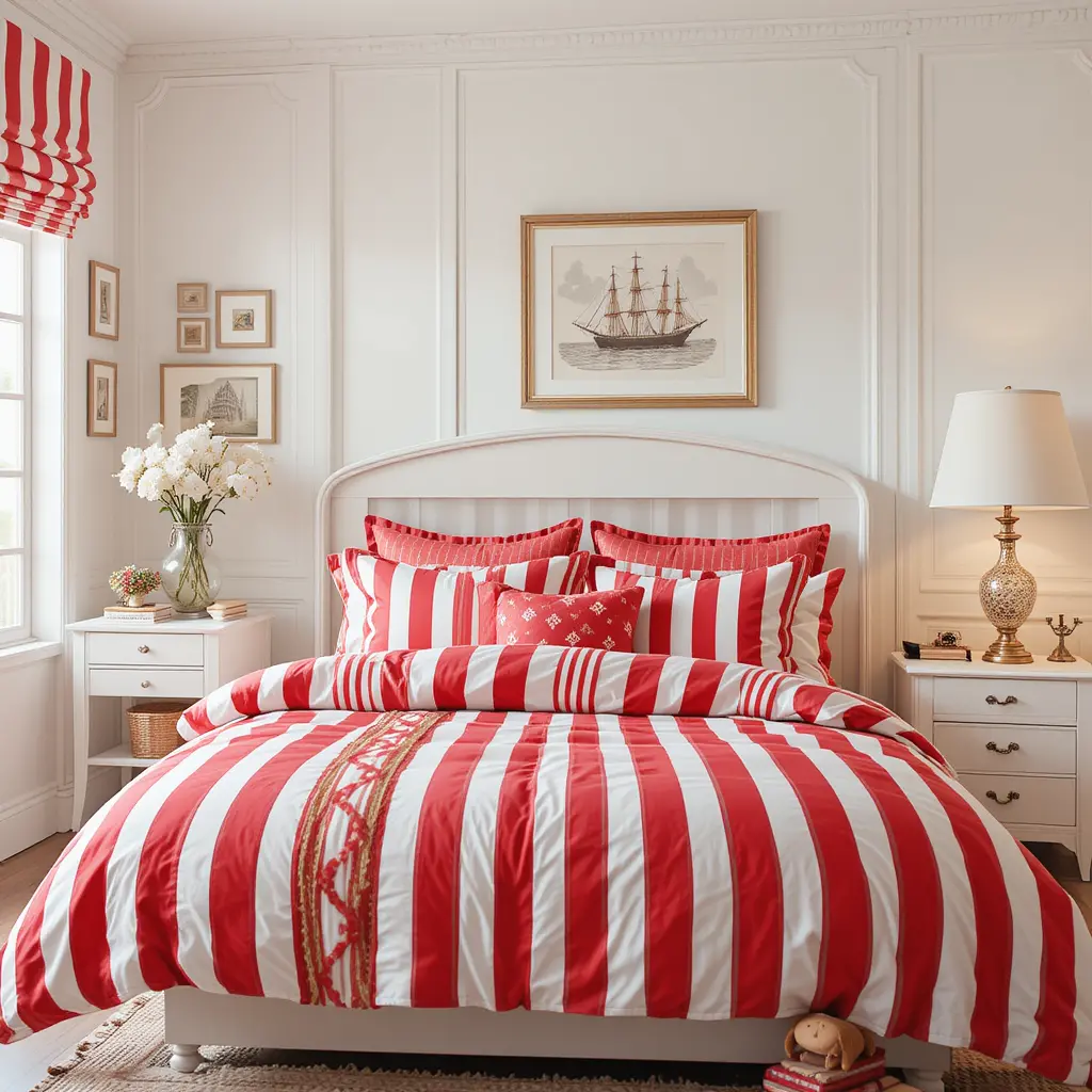 Red and White Striped Bedding