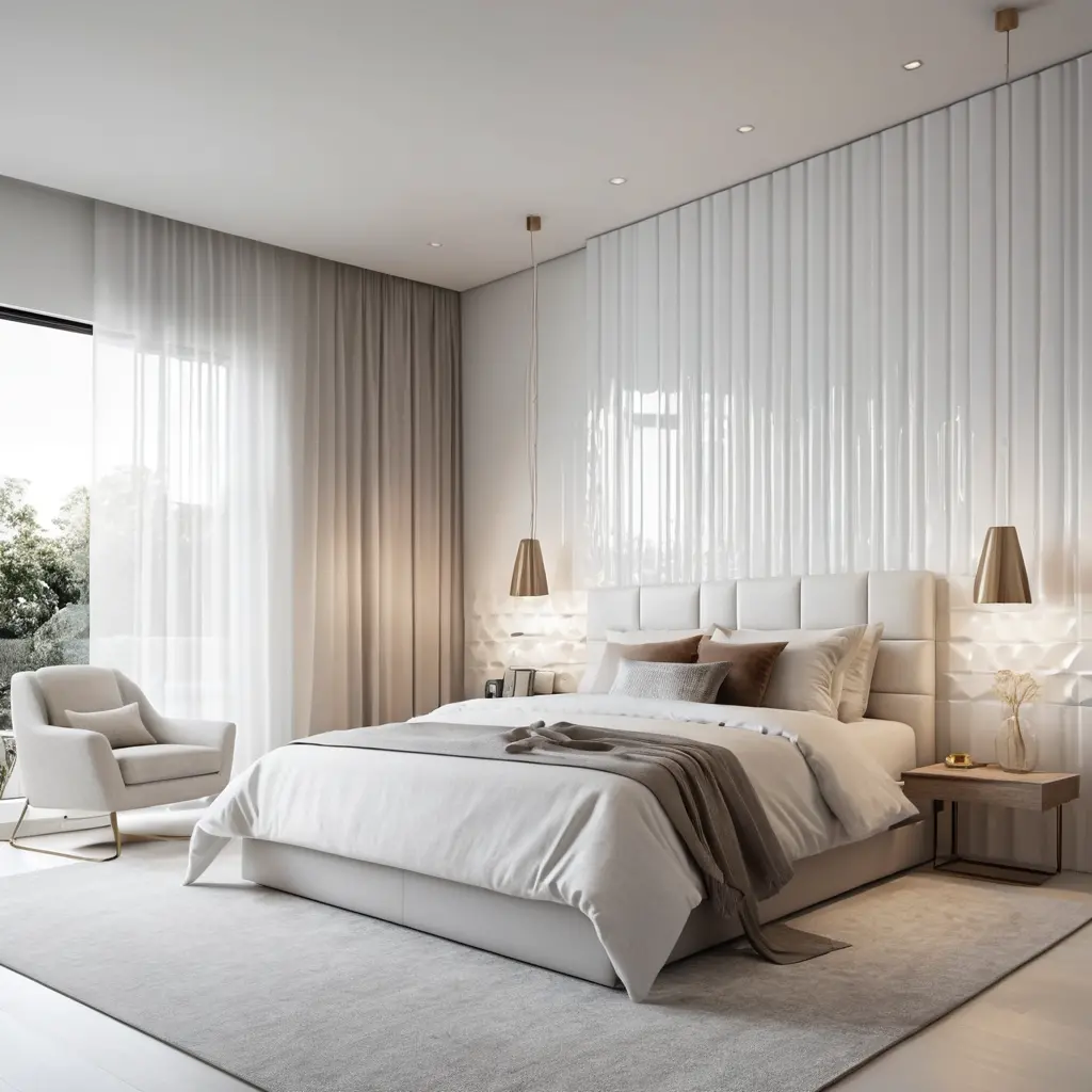 3D Panels with a Glossy White Finish