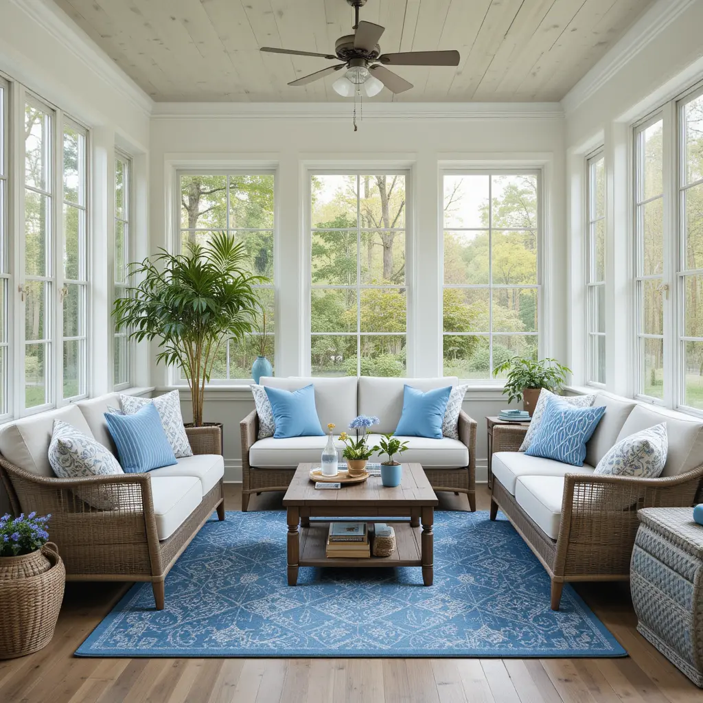 Blue Accent Pillows and Rugs