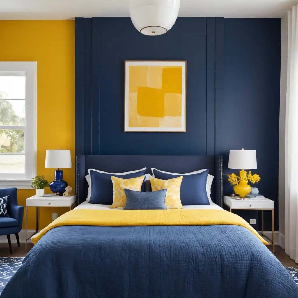 Blue Bedding with Yellow Artwork