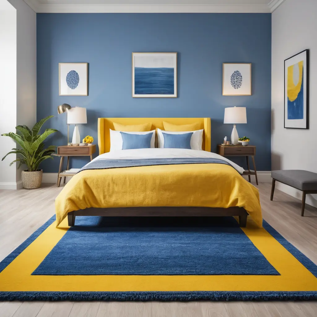 Blue Rugs with Yellow Borders