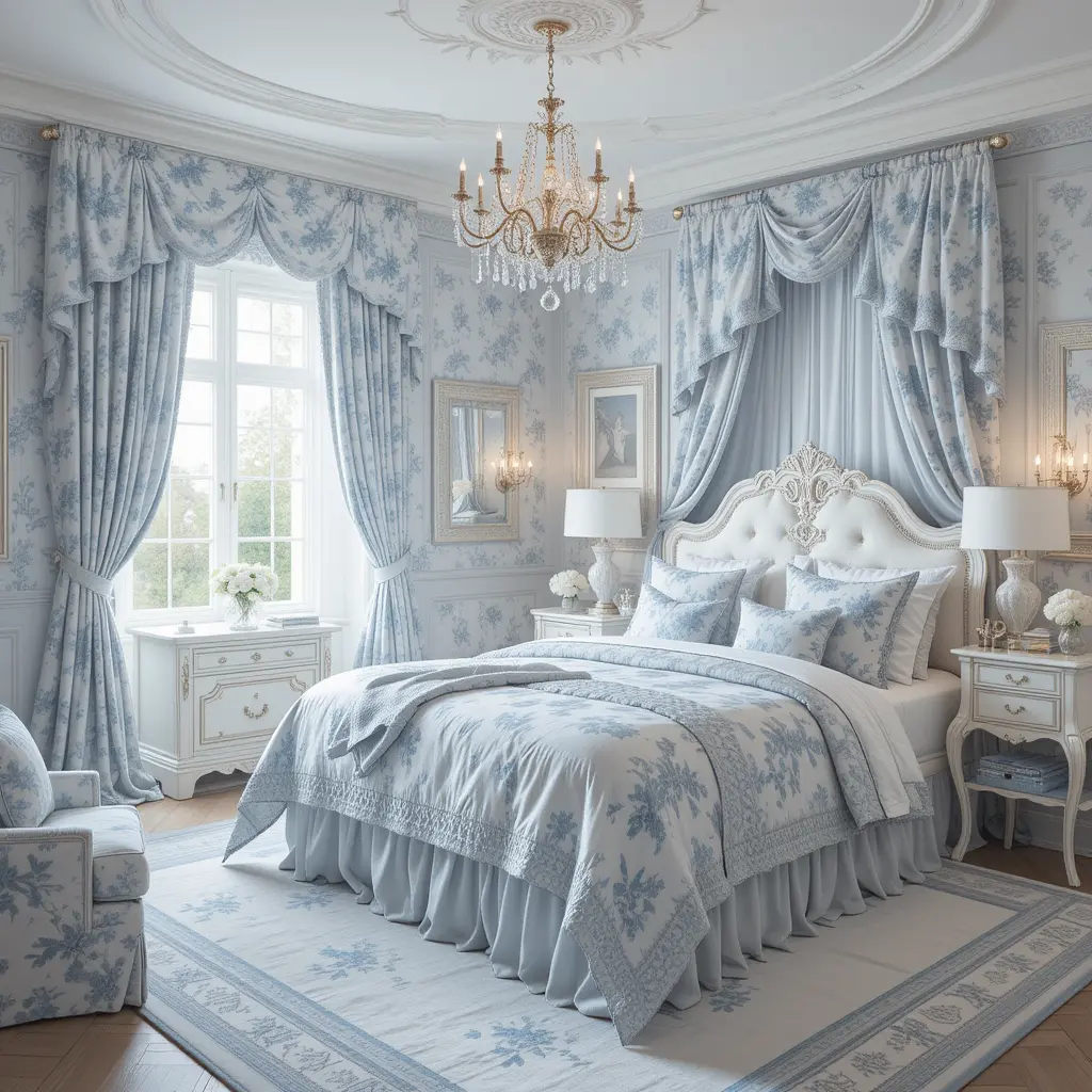 Blue and White Floral Prints