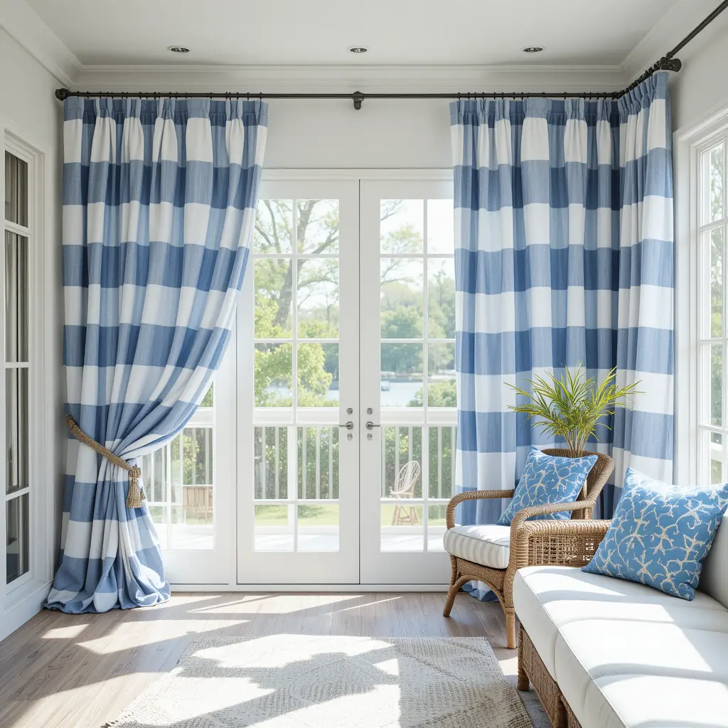 Blue and White Striped Curtains