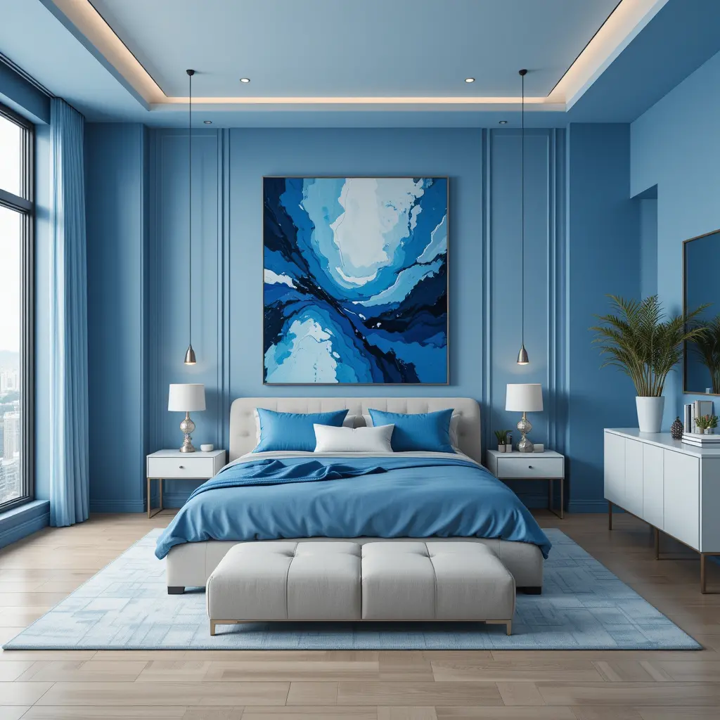 Blue with Abstract Art