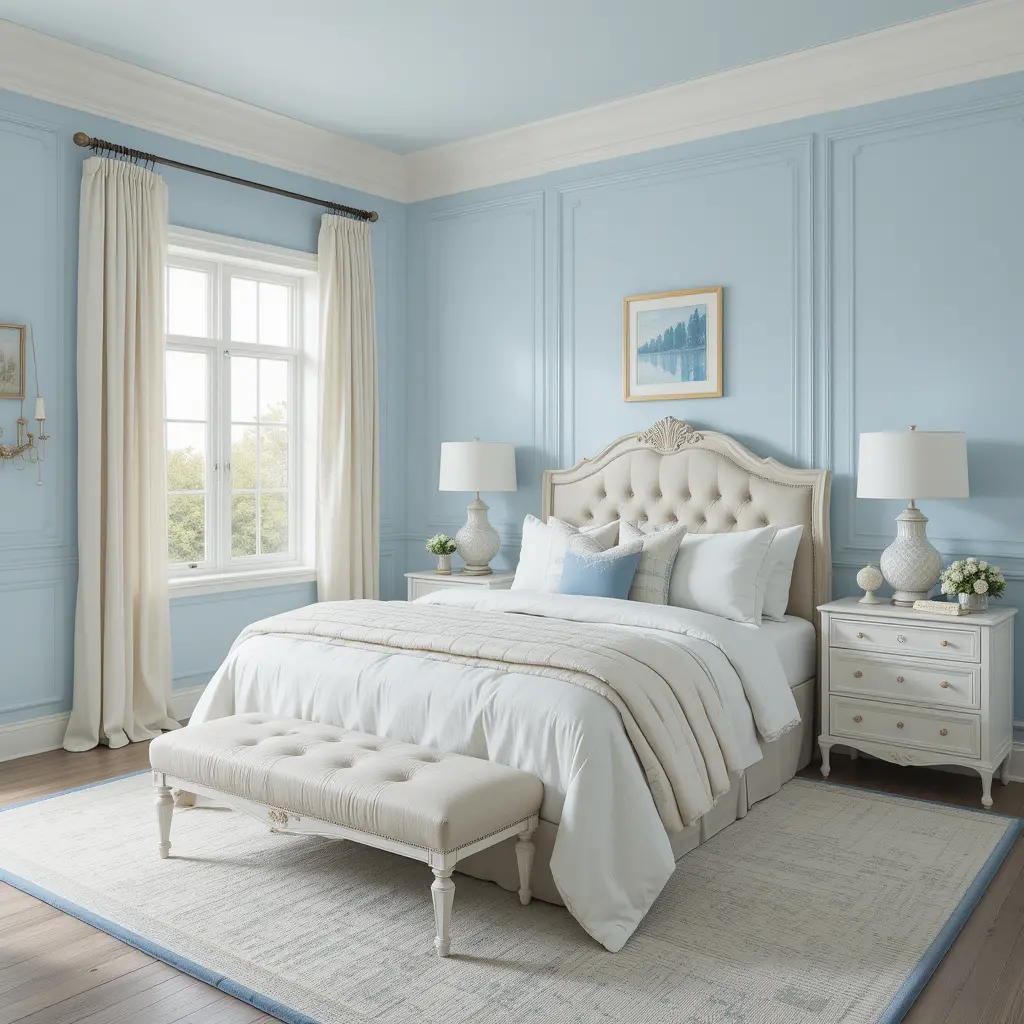 Blue with Cream and White