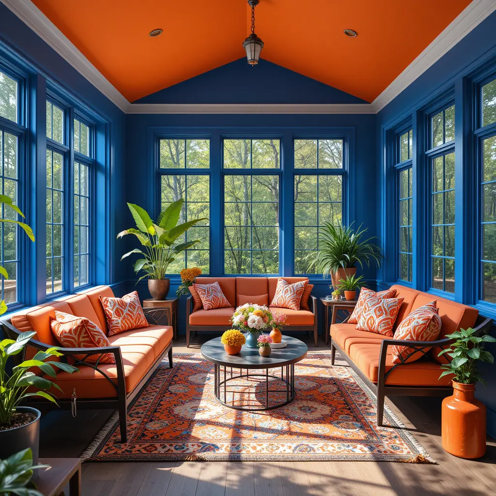 Bold Blue and Orange Accents