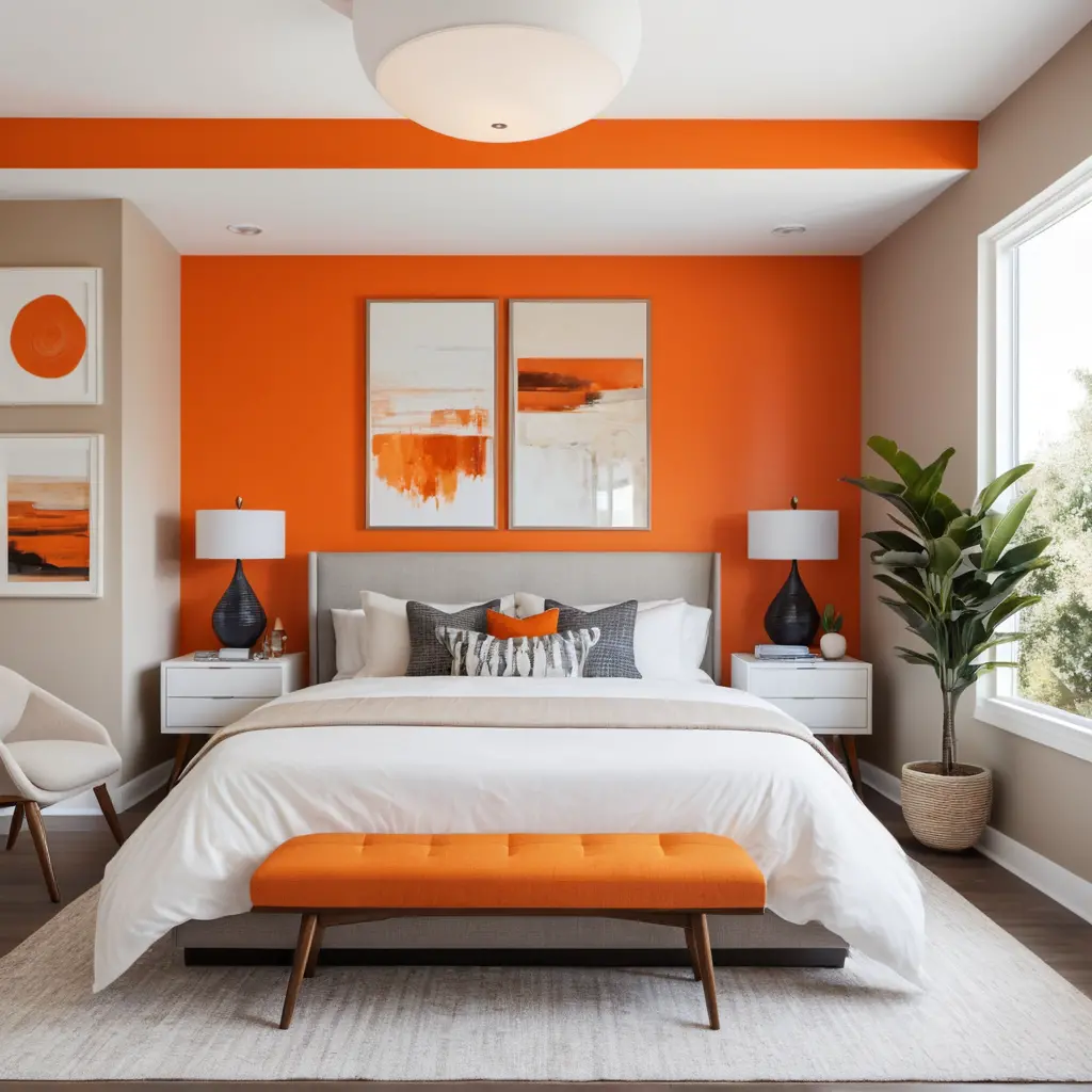 Bold Orange Accent Wall