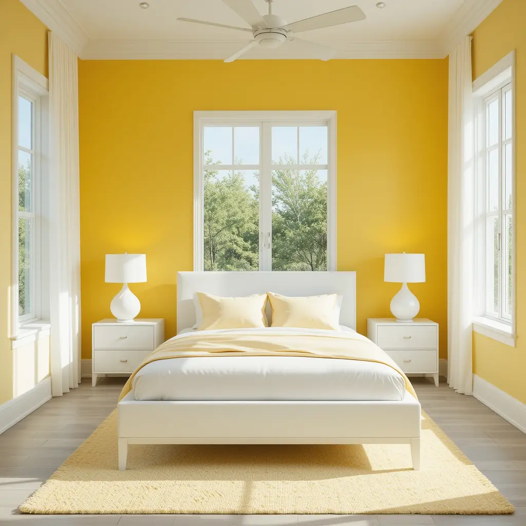 Bright Yellow Walls with White Furniture