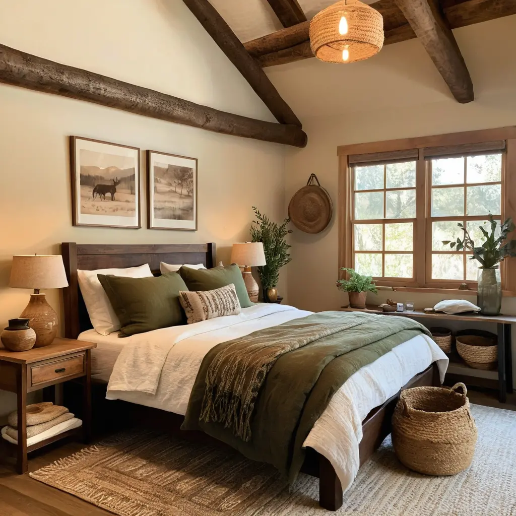 Cabin Bedroom with Artistic Accents