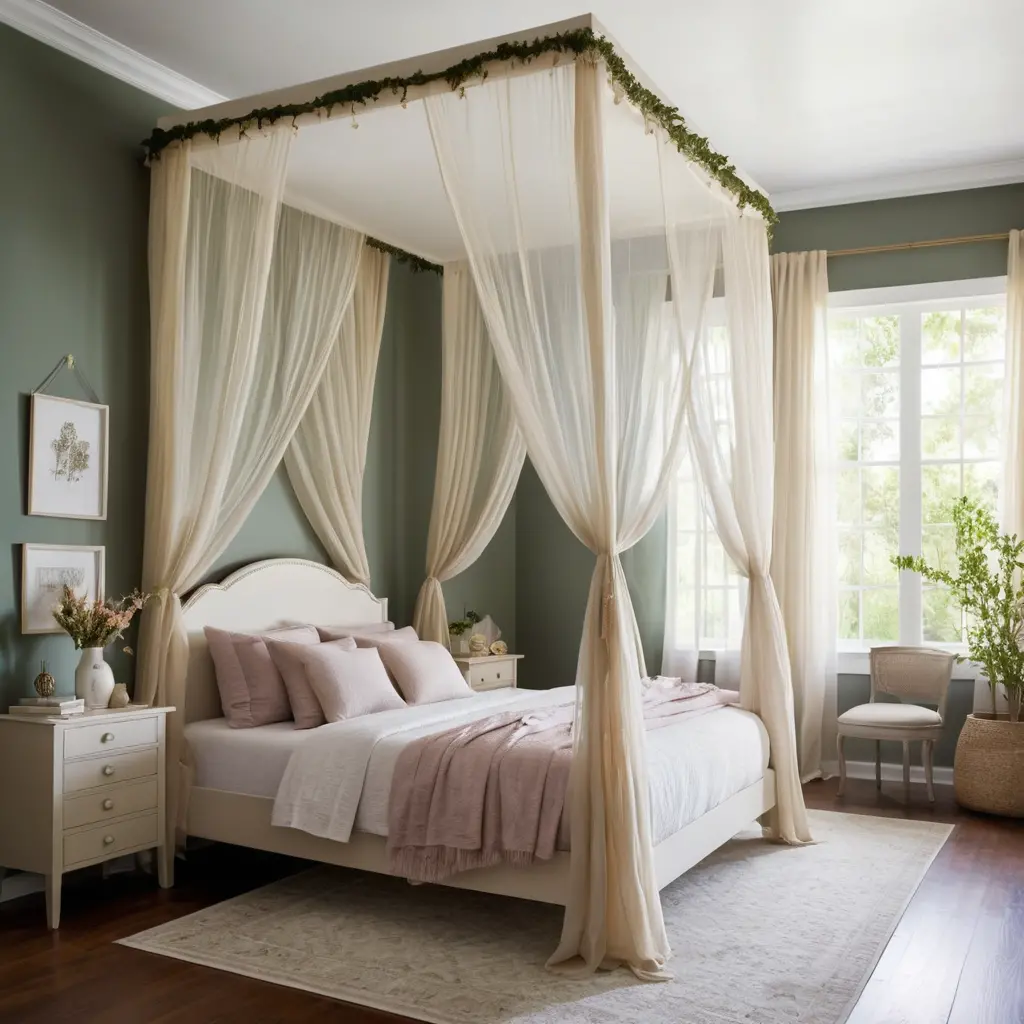 Canopy Bed with Sheer Curtains