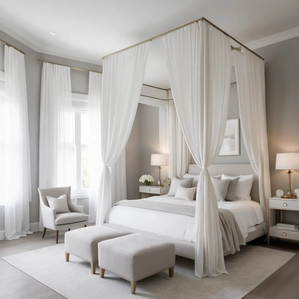 Canopy White Bedroom with Soft Accents