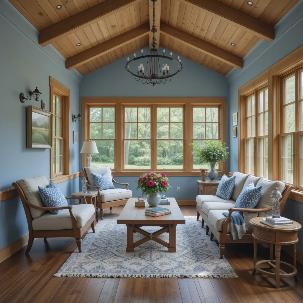 Classic Blue and Wood Elements