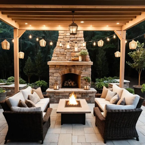 Classic Stone Fireplace with Rustic Charm