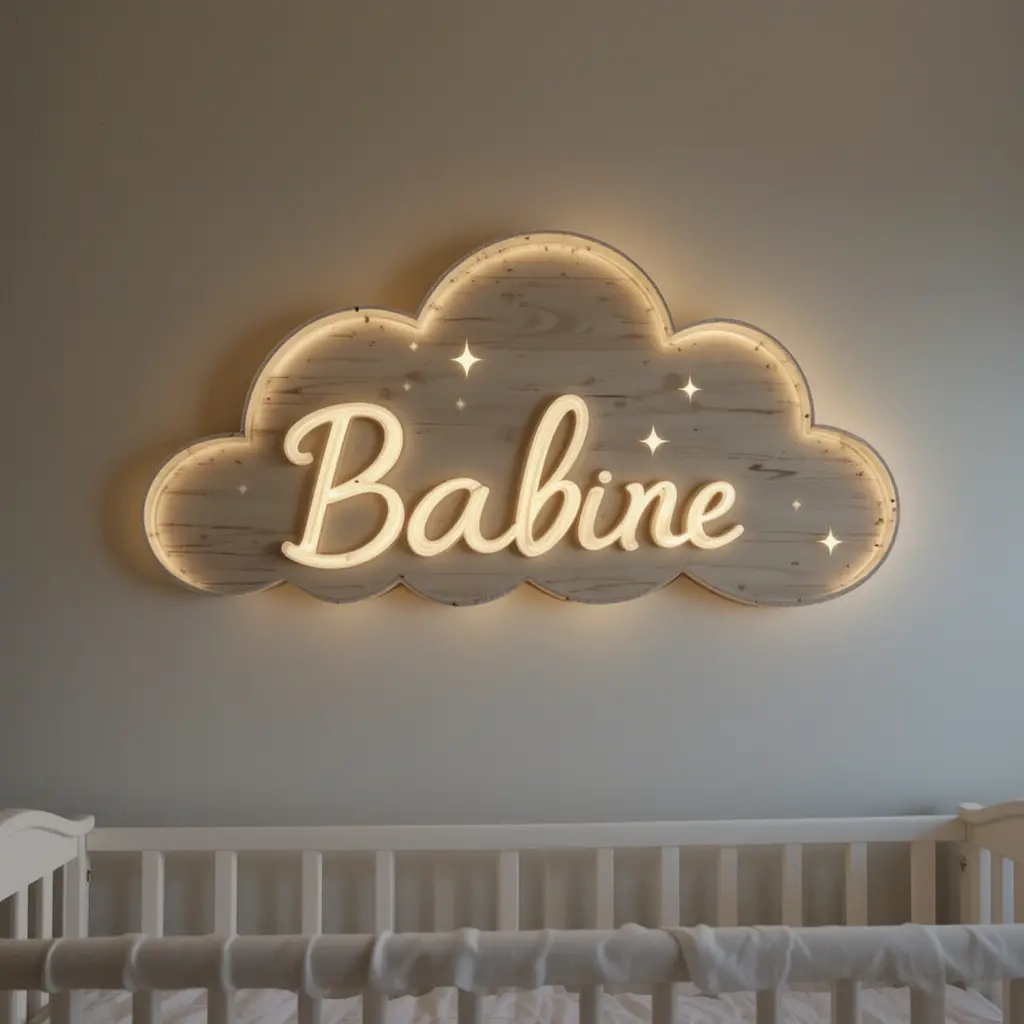 Cloud-Inspired Baby Name Sign