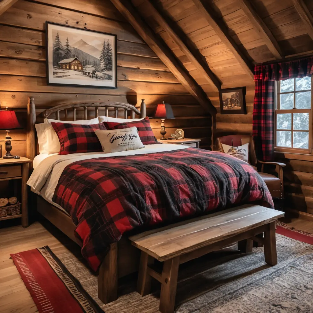 Cozy Cabin Bedroom with Plaid Details