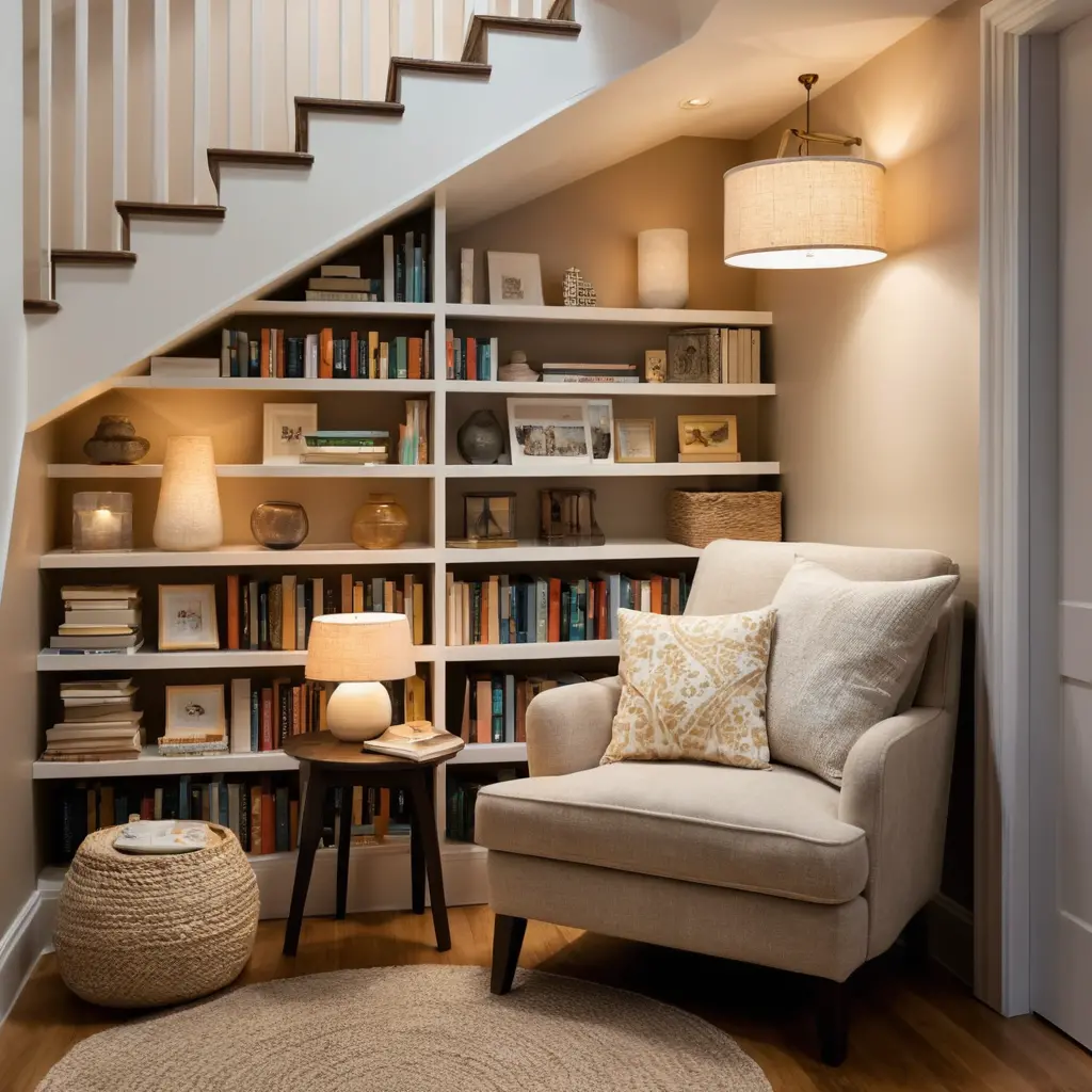 Cozy Reading Nook Under the Stairs