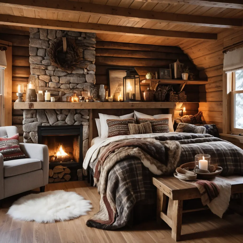 Cozy Textiles in a Small Cabin Bedroom