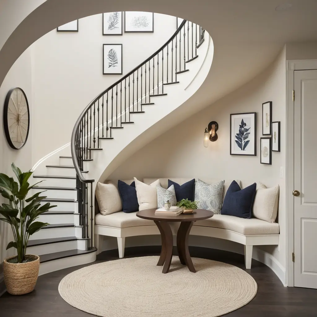 Curved Staircase Nook Idea