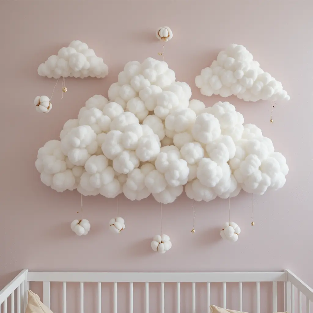 DIY Cloud Wall Art with Cotton