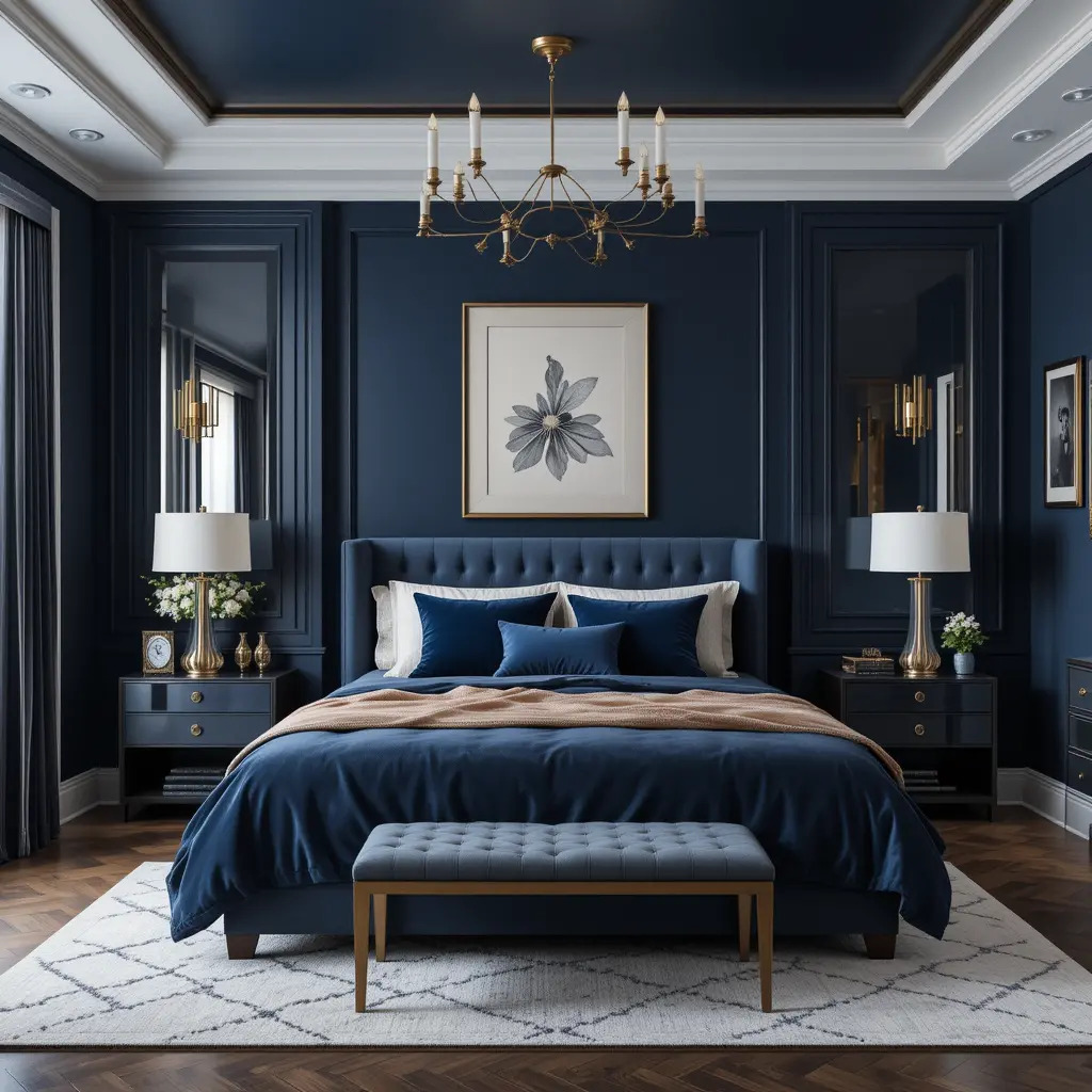 Dark Blue with Metallic Accents