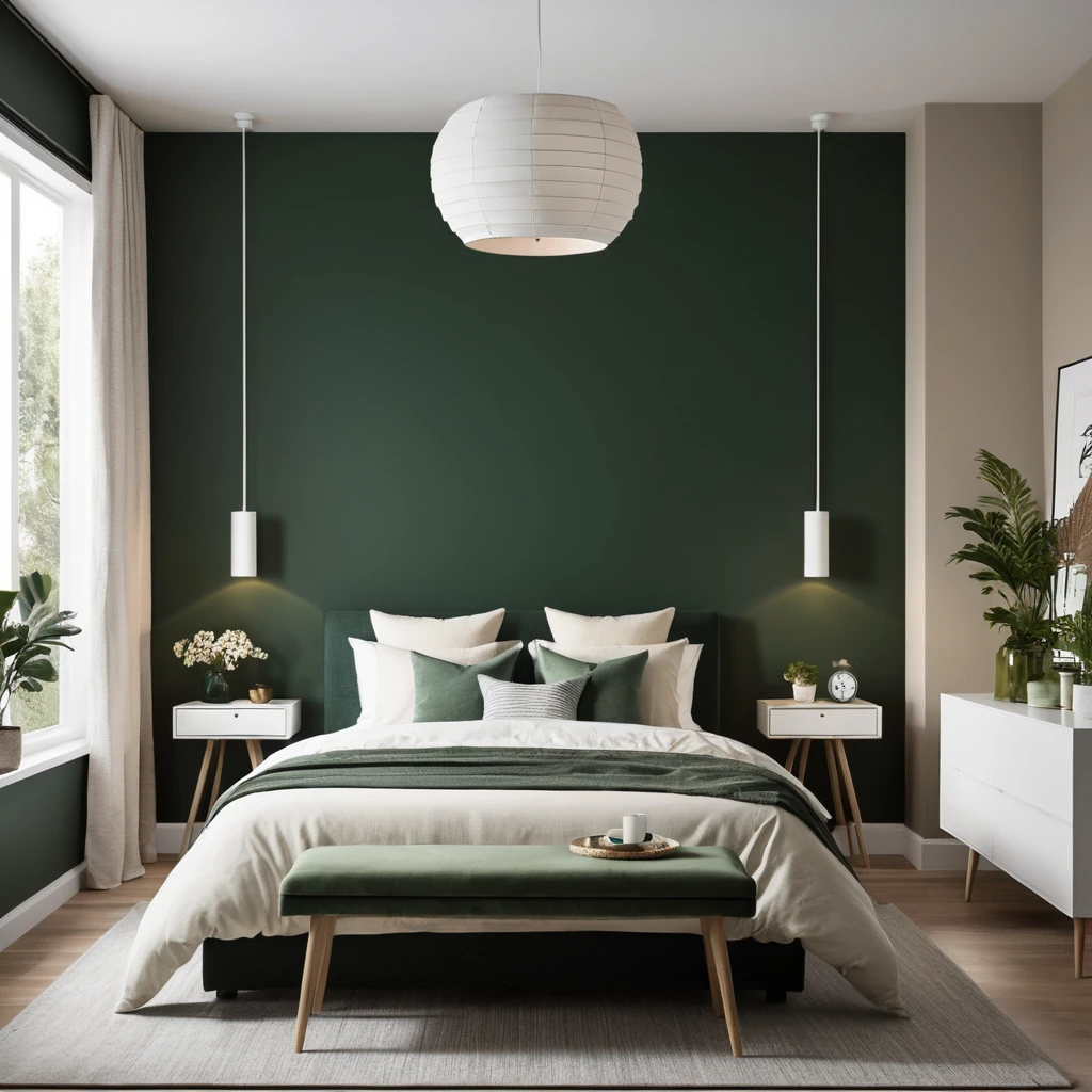 Dark Green Accent Wall