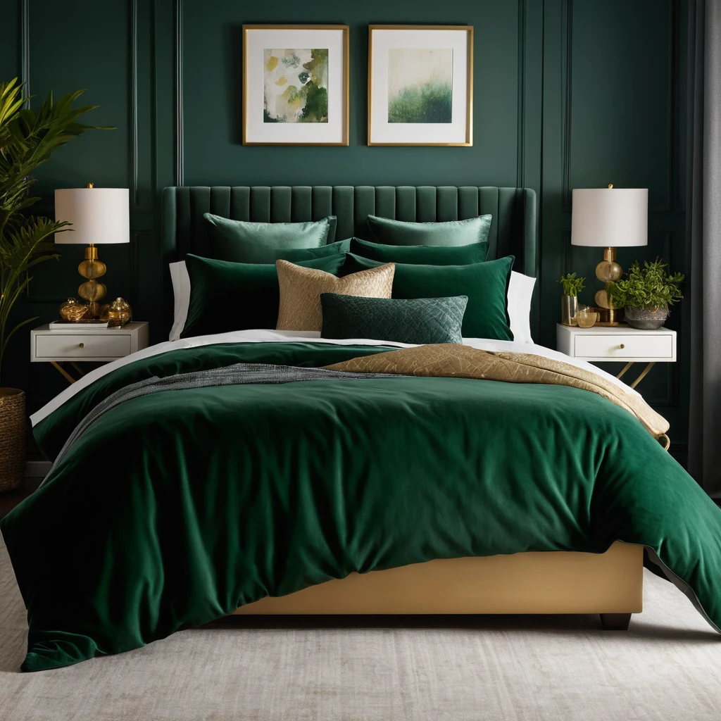 Dark Green Velvet Bedding