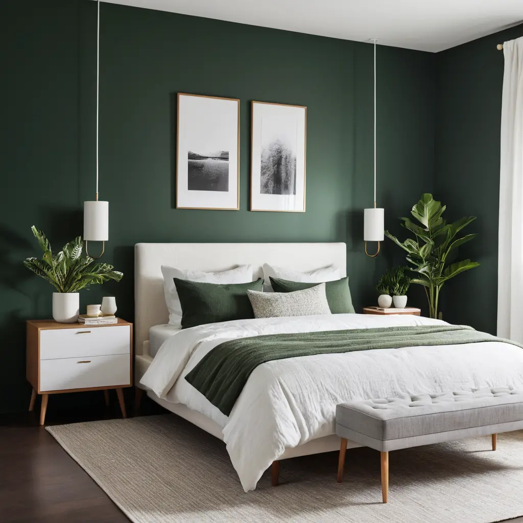 Dark Green and White Contrast