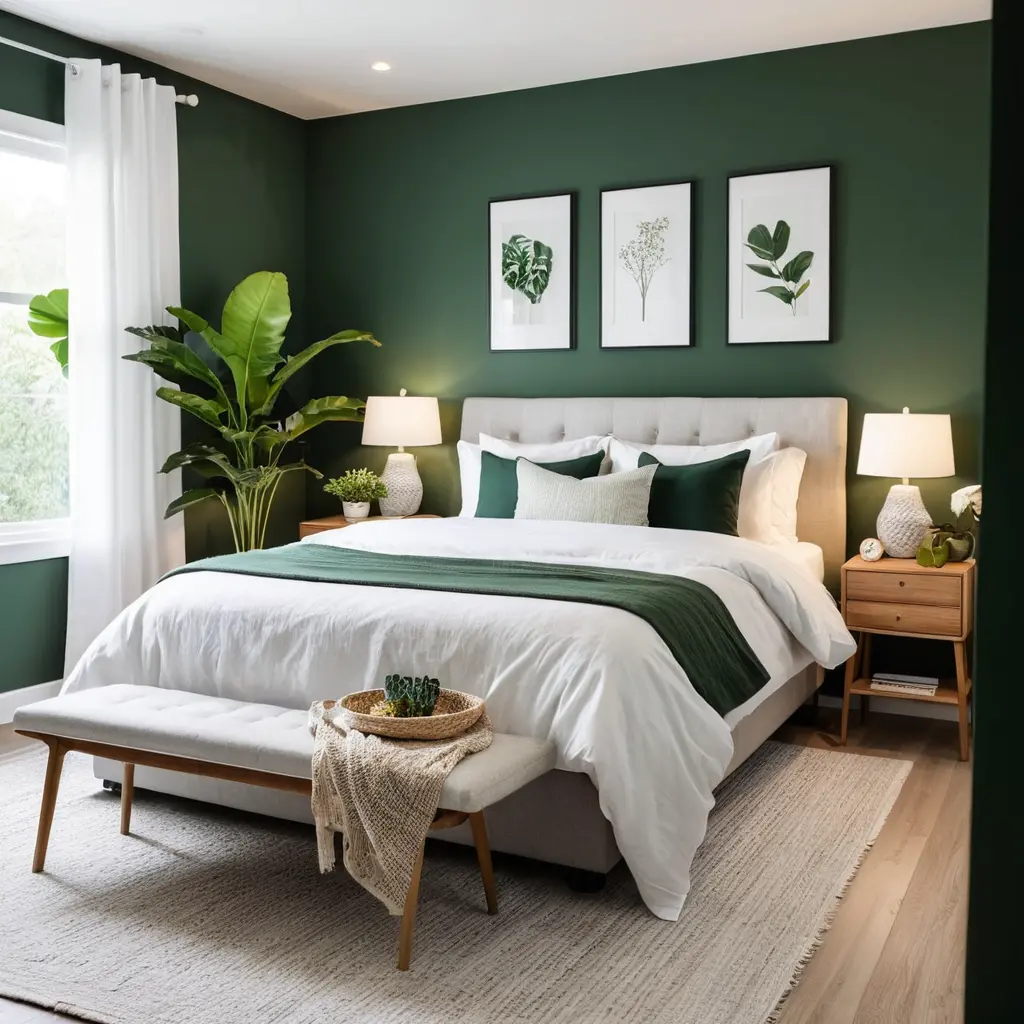 Dark Green with White Accents