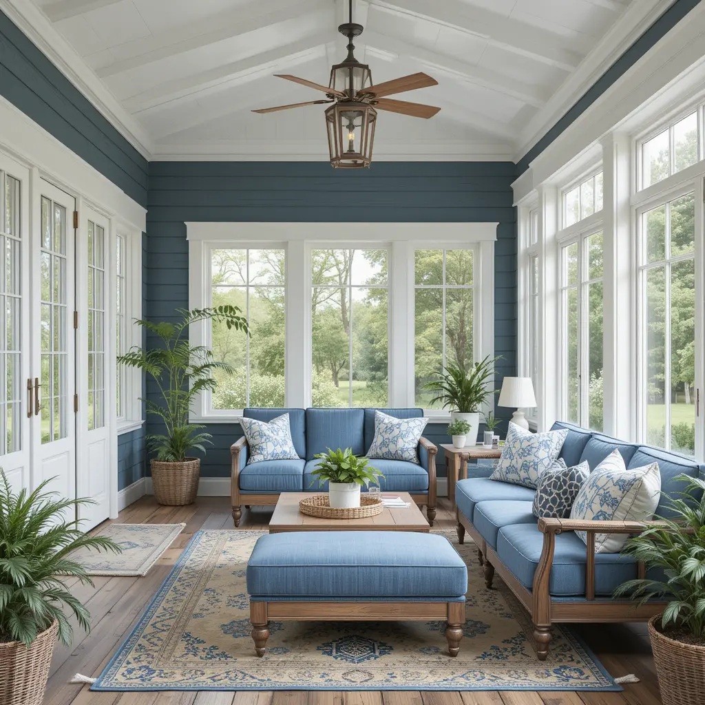 Denim Blue Furniture with White Trim