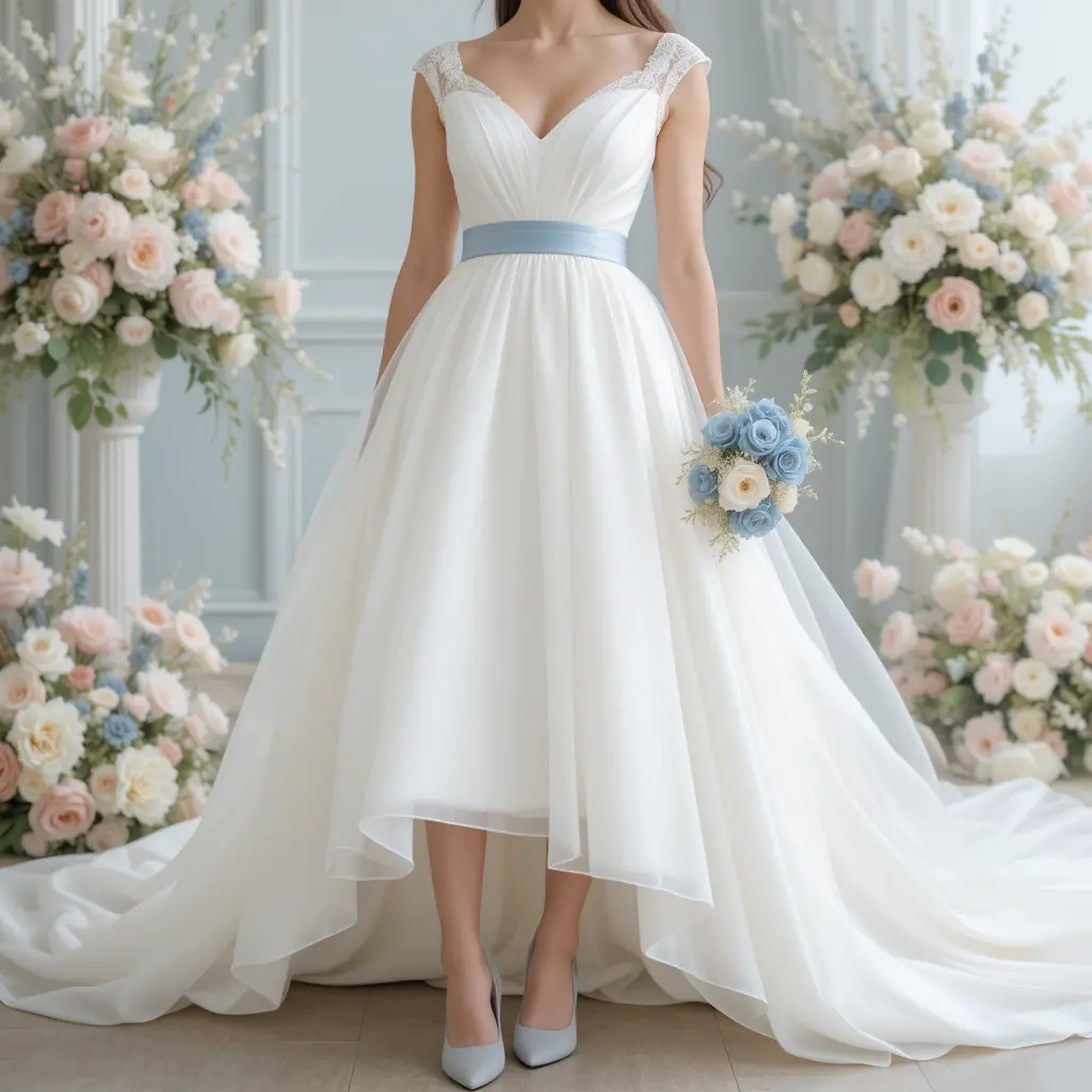 Dusty Blue Bridal Gown Details