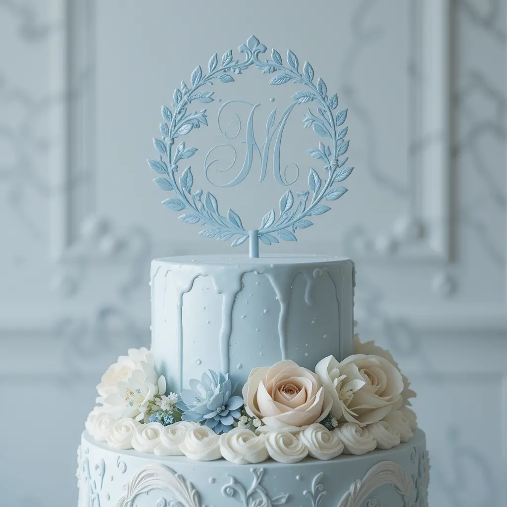 Dusty Blue Cake Topper
