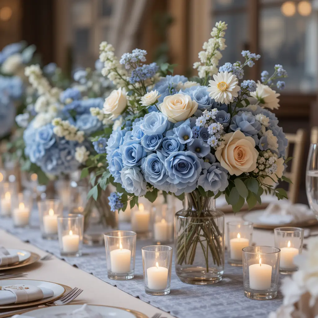 Dusty Blue Centerpieces