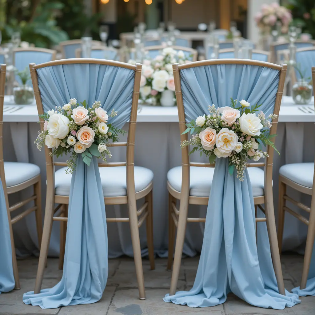Dusty Blue Chair Decorations