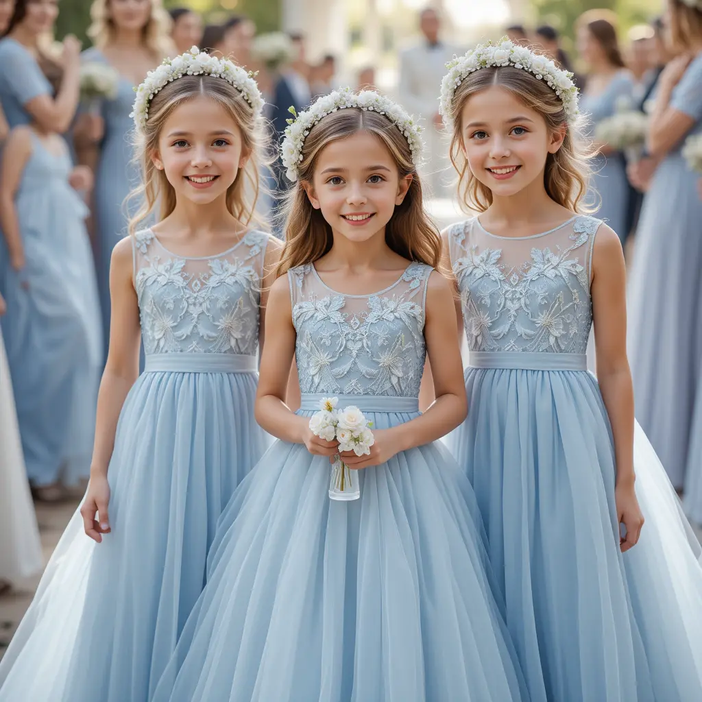 Dusty Blue Flower Girl Dresses