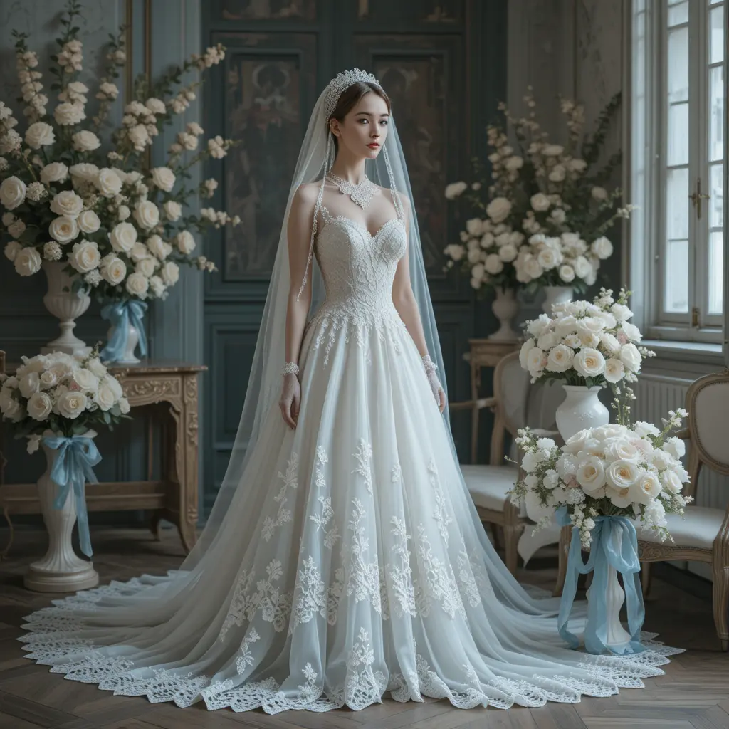 Dusty Blue Lace Accents