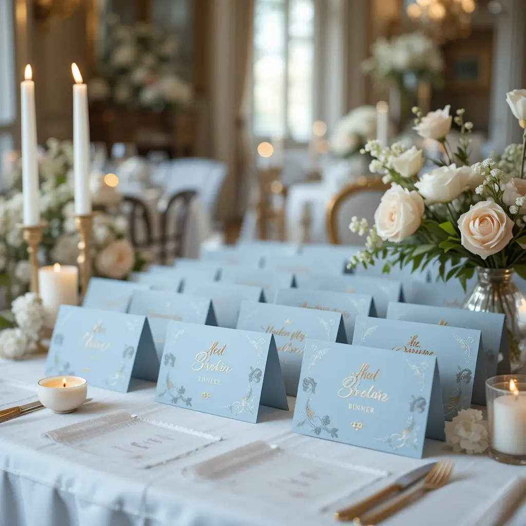 Dusty Blue Seating Cards