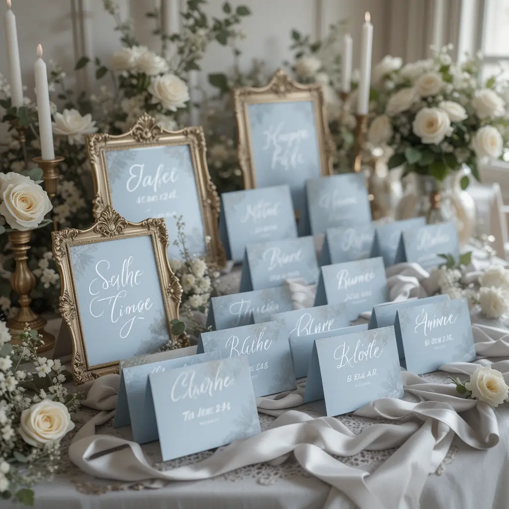 Dusty Blue Wedding Escort Cards