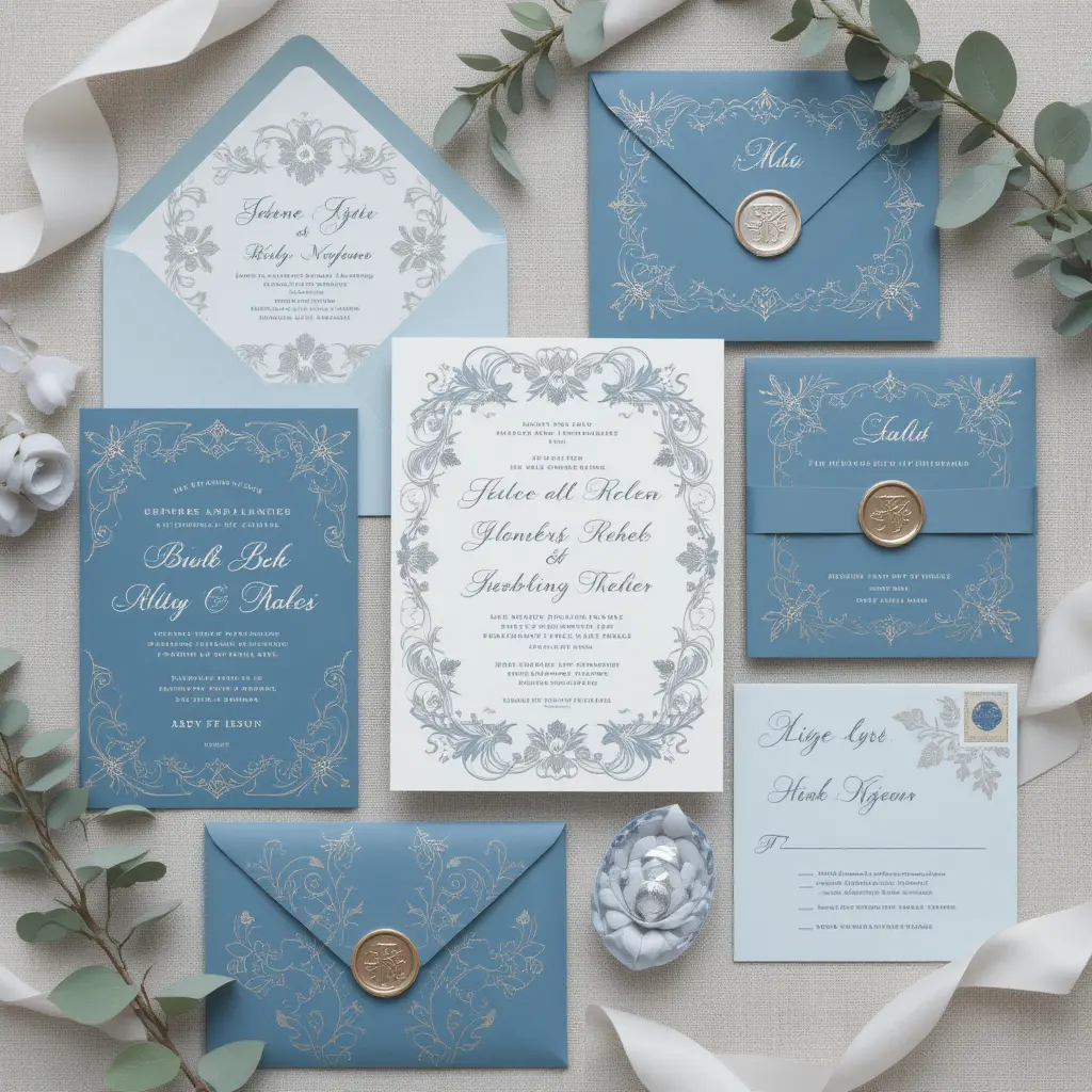 Dusty Blue Wedding Invitations