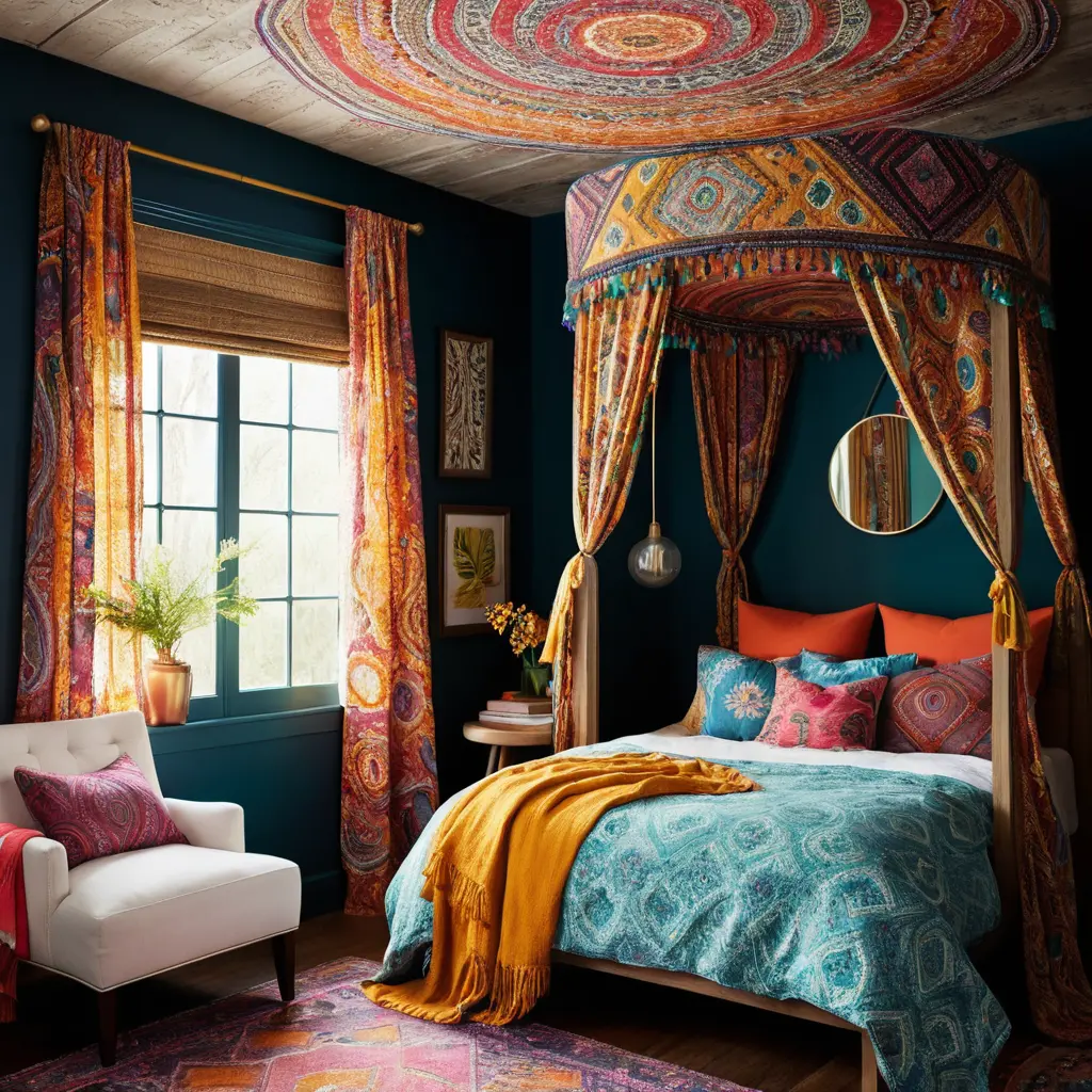 Eclectic Canopy with Colorful Fabrics