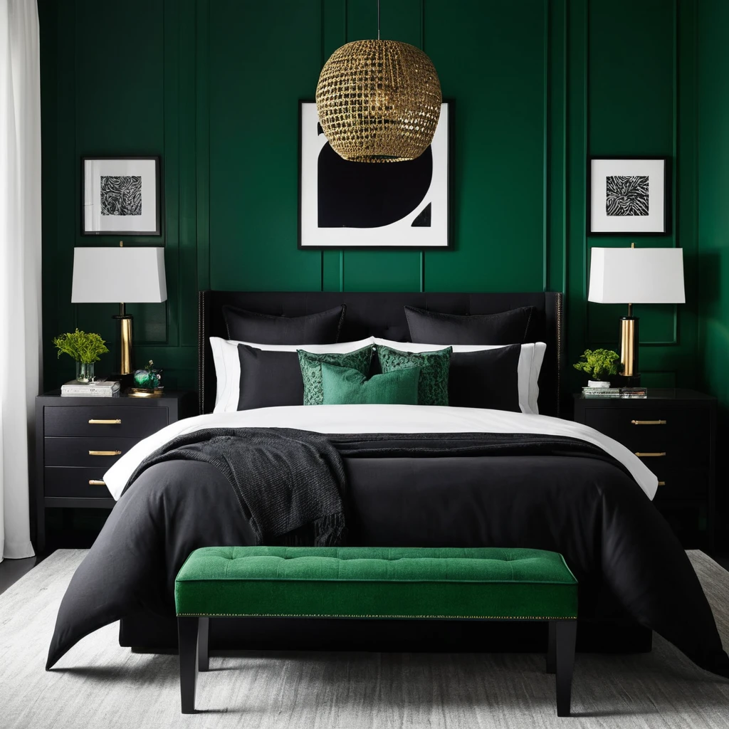 Emerald Green and Black for Bold Contrast