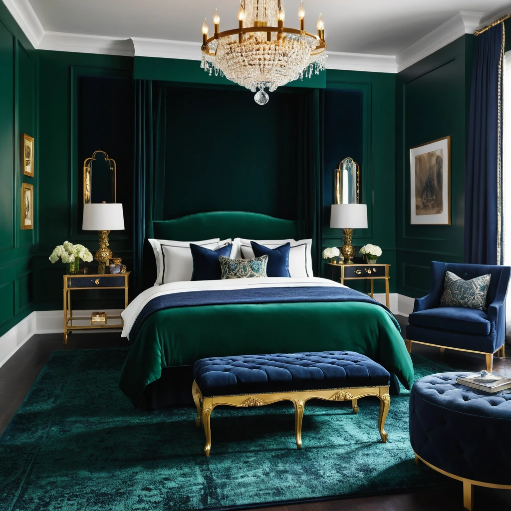 Emerald Green and Navy Blue