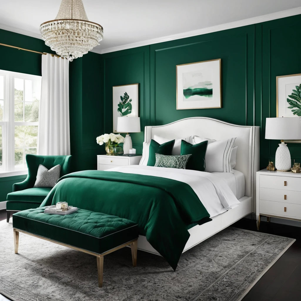 Emerald Green and White Contrast
