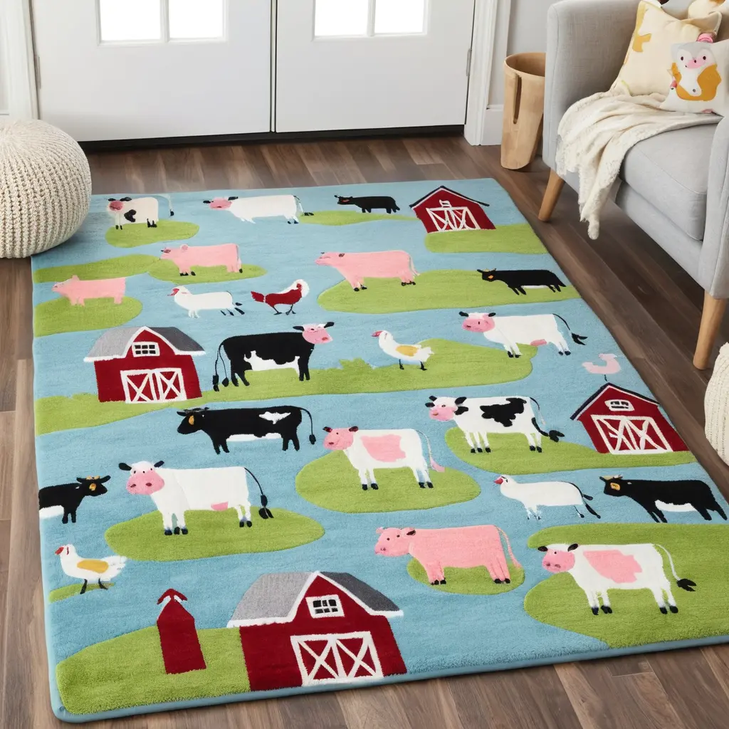 Farm Animal Nursery Rug