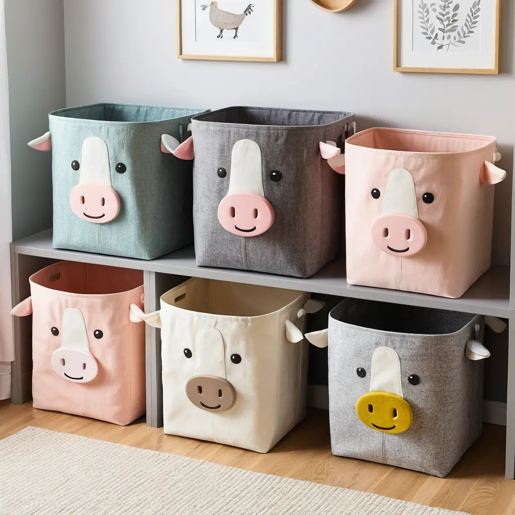 Farm Animal-Themed Basket Storage