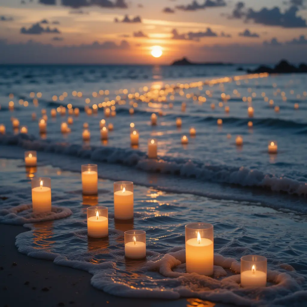 Floating Candles in the Ocean