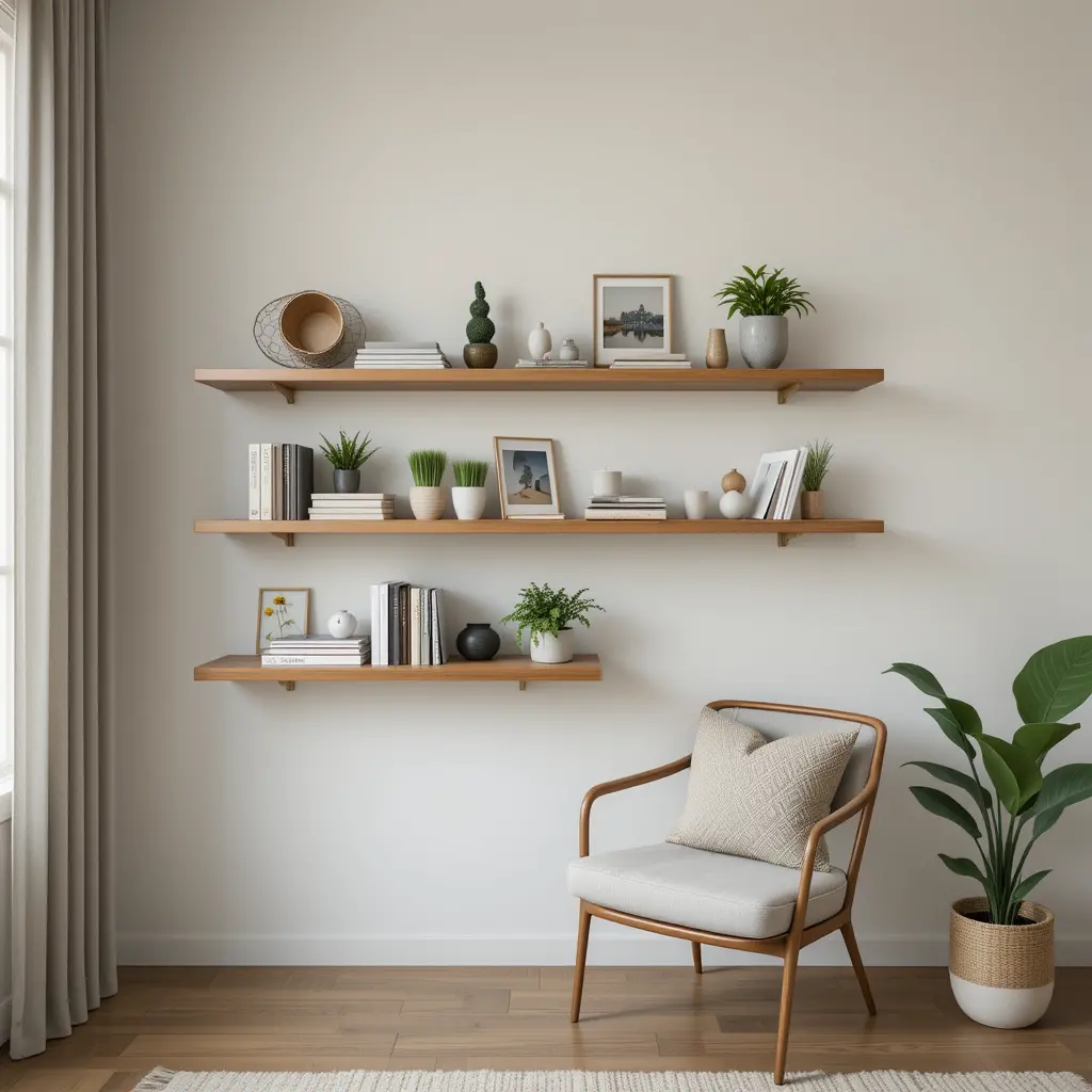 Floating Wooden Shelf Reading Nook