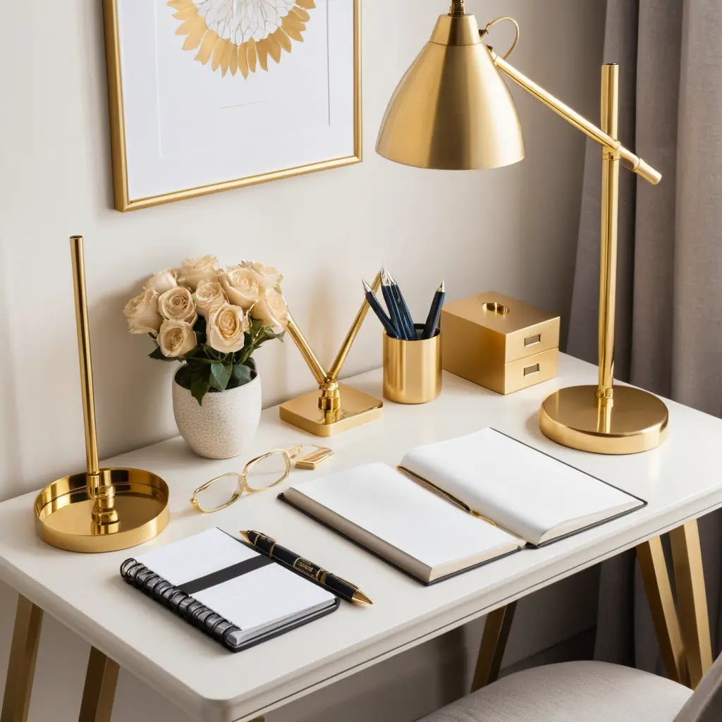 Gold Desk Decor for a Touch of Elegance