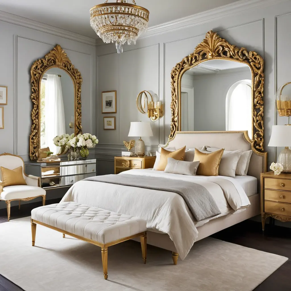 Gold Toned Mirrors for Reflection