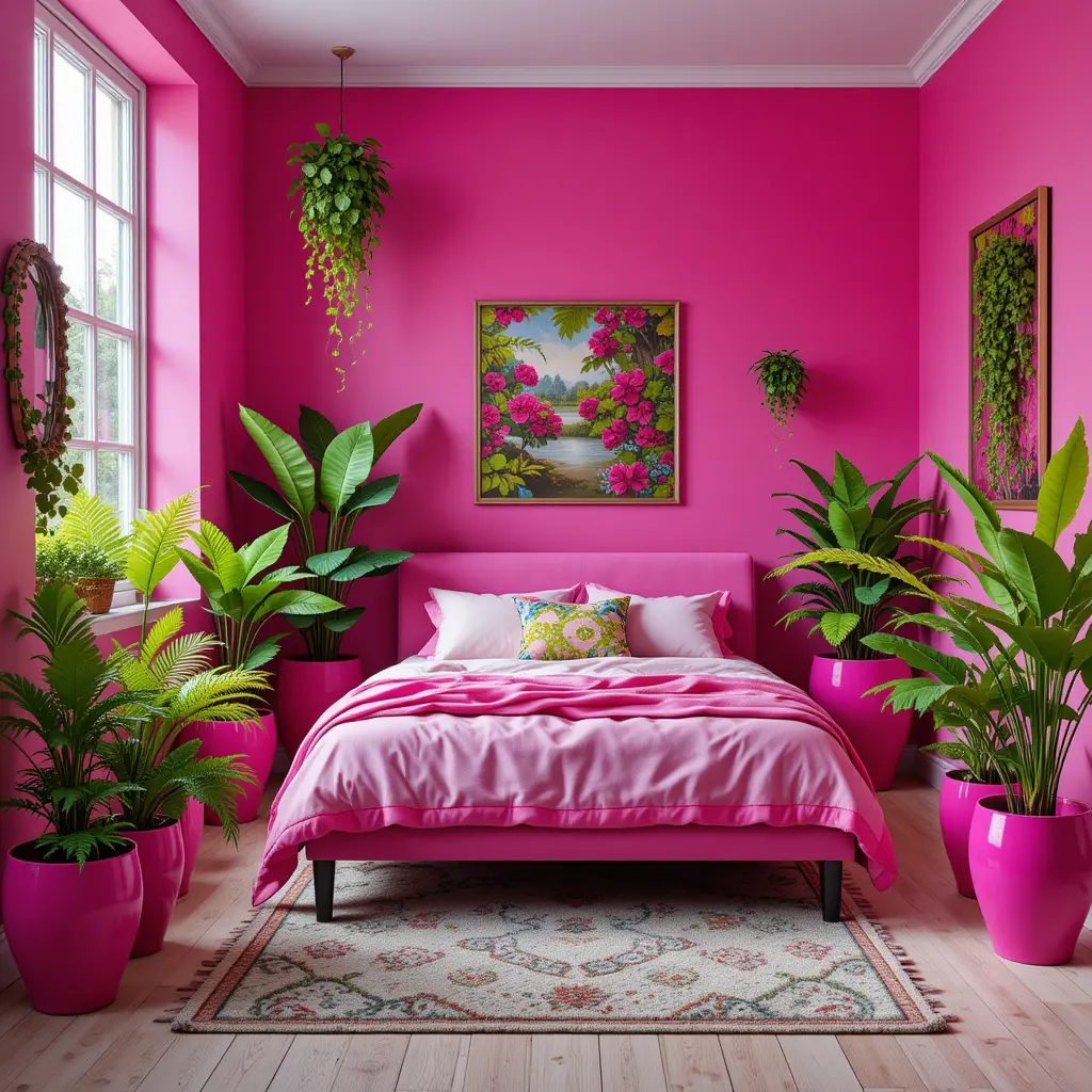 Hot Pink with Greenery